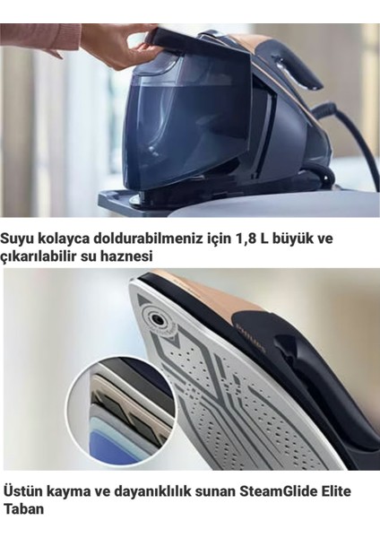9 Bar Perfectcare 9000 Serisi Kumaş Tanıma Özellikli Taban Kameralı Premium Buhar Kazanlı Ütü, 3100WATT, 750G Güçlü Buhar + Lambader (Onerous) indirimleri