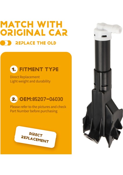 Araba Ön Far Yıkayıcı Nozul Far Temizleme Su Püskürtücü 85207-06030 85208-06030 Toyota Camry 2009-2011 (Yurt Dışından) indirimleri