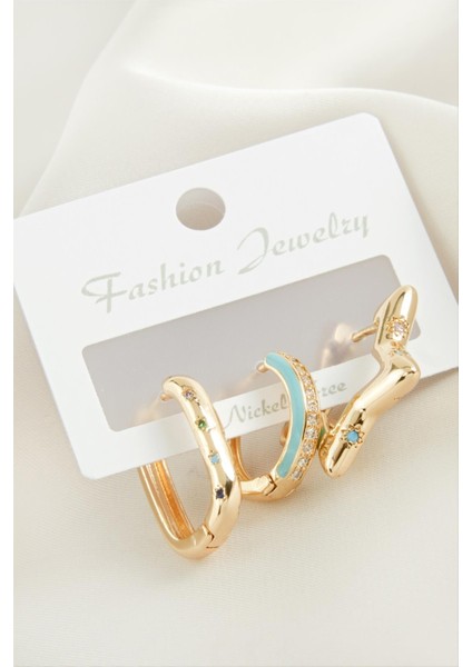 Wizard 3 Adet Yıldız Zirkon Taşlı Küpe-Sarı fiyatları