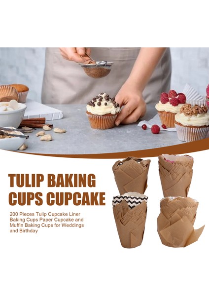 200 Adet Lale Cupcake Liner Pişirme Bardakları Kağıt Cupcake ve Muffin Pişirme Bardakları Düğünler ve Doğum Günü Için (Yurt Dışından) fırsatları