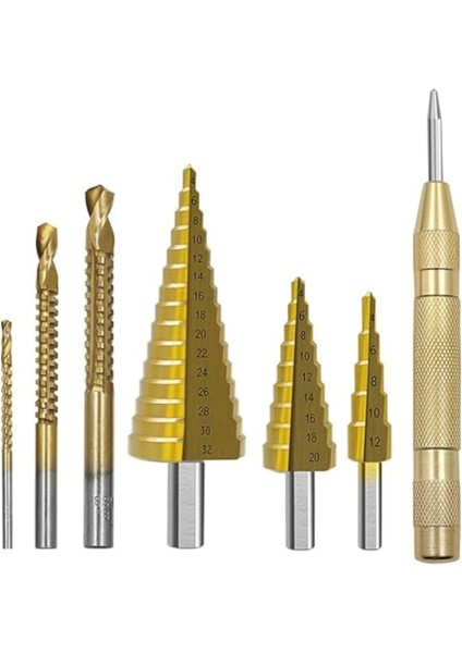 7pcs Adım Matkap Groove Testere Matkap Seti Groove Testere Matkapı Matkap Bitleri Yukarı Çıkar Spiral Koni Etki Matkapı Için Bitler Aşağı Çıktı (Yurt Dışından)