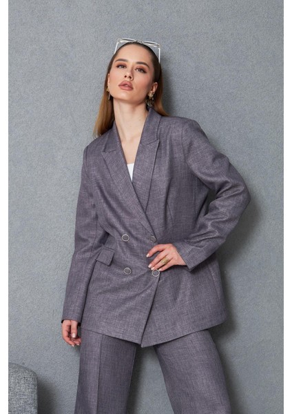 4 Düğmeli Kruvaze Yünefekt Takım Antrasit fiyatları