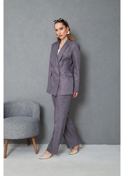 4 Düğmeli Kruvaze Yünefekt Takım Antrasit fırsatları