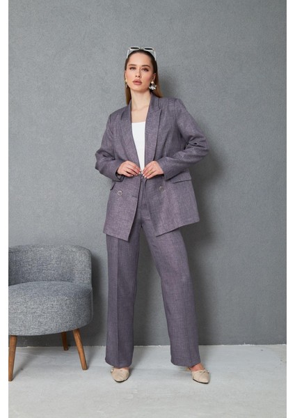 4 Düğmeli Kruvaze Yünefekt Takım Antrasit indirimleri