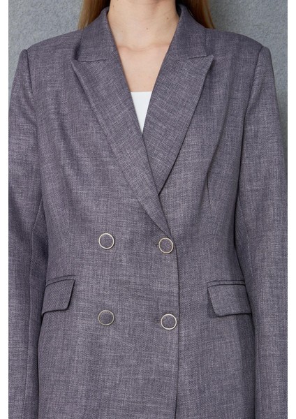 4 Düğmeli Kruvaze Yünefekt Takım Antrasit