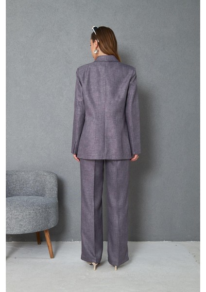 4 Düğmeli Kruvaze Yünefekt Takım Antrasit