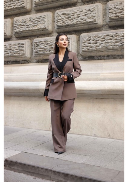 Gold Kemerli Garnili Kruvaze Takım Kahve fırsatları