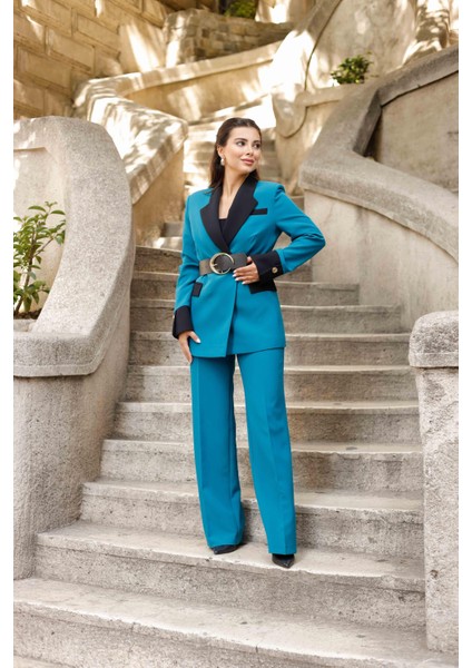 Gold Kemerli Garnili Kruvaze Takım Petrol modelleri