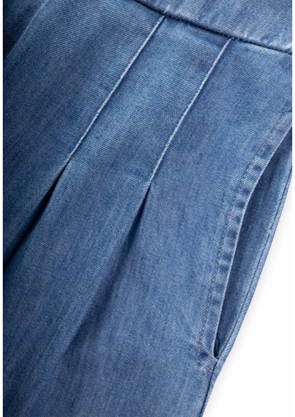 Geniş Paça Kot Pantolon 4-12 Yaş Mavi fırsatları