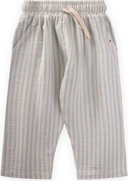 Müslin Pantolon 1-10 Yaş Mavi Çift Çizgili