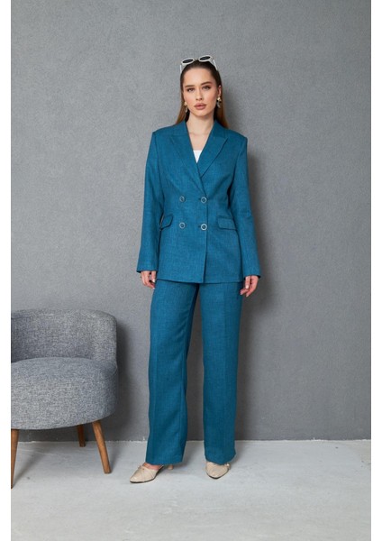 4 Düğmeli Kruvaze Yünefekt Takım Petrol fırsatları