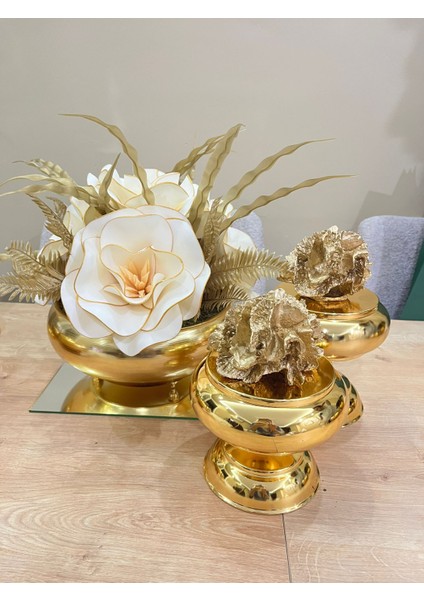 Gold Eva Aranjmanve 2'li Mercan Set Dekoratif(AYNA DAHİL DEĞİLDİR.) fiyatları