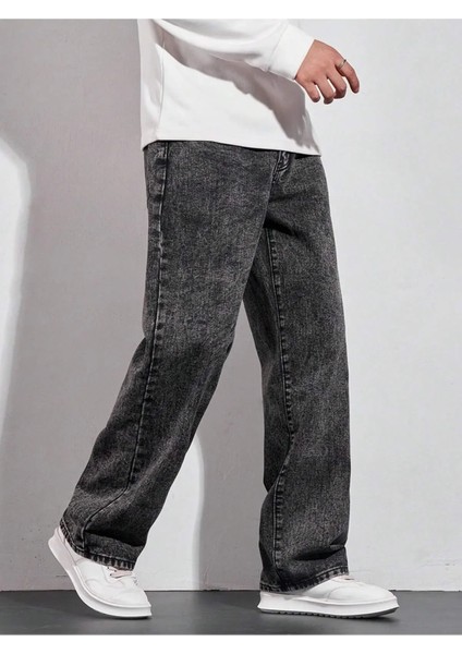 Erkek Baggy Fit Asit Yıkama Jean Kot Pantolon modelleri