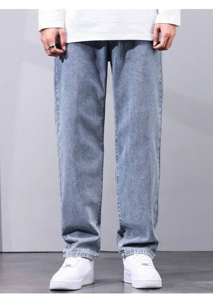 Erkek Baggy Fit Asit Yıkama Jean Kot Pantolon fiyatları