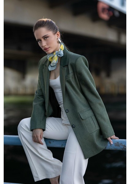 Torba Cepli Iki Düğmeli Yünefekt Ceket Haki