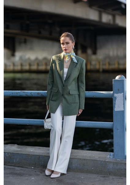 Torba Cepli Iki Düğmeli Yünefekt Ceket Haki