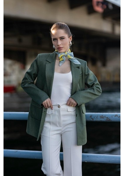 Torba Cepli Iki Düğmeli Yünefekt Ceket Haki