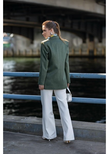 Torba Cepli Iki Düğmeli Yünefekt Ceket Haki