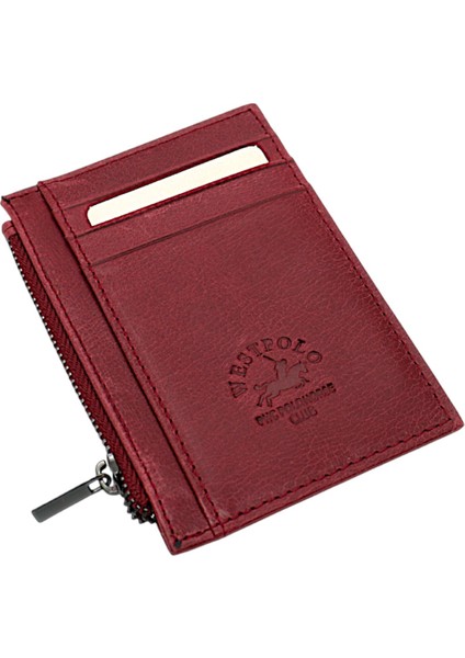 Ivo Fermuarlı Bozuk Para Bölmeli Unisex Hakiki Crazy Eskitme Deri Kartlık - Bordo fiyatları