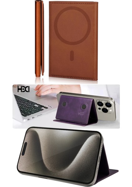 HS-013 Stant Özellikli Magsafe Kartlık - Çöl Titanyum modelleri