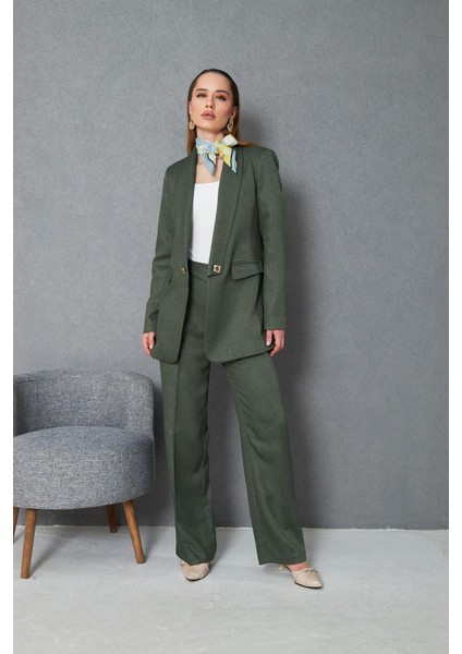 Kare Düğmeli Yünefekt Takım Haki modelleri