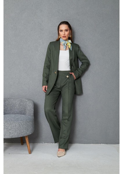 Kare Düğmeli Yünefekt Takım Haki fırsatları