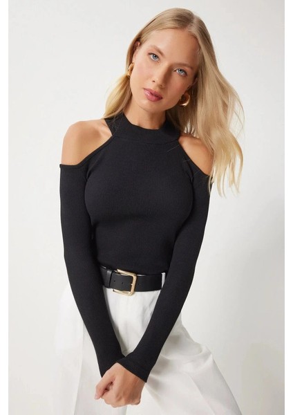 Kadın Uzun Kollu Omuz Dekolteli Kaşkorse Kumaş Bluz fiyatları