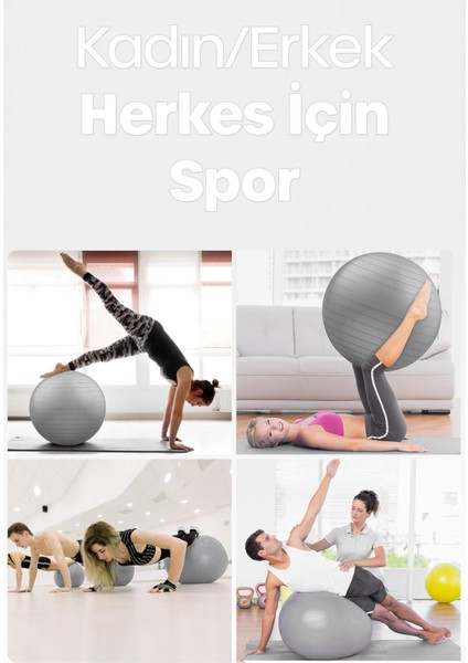 65 cm Pilates Topu ve Pompa Seti | 155-170 cm Boy Için Uygun Dayanıklı Anti-Slip Gri fırsatları