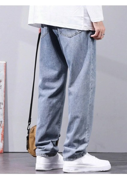 Erkek Baggy Fit Asit Yıkama Jean Kot Pantolon modelleri