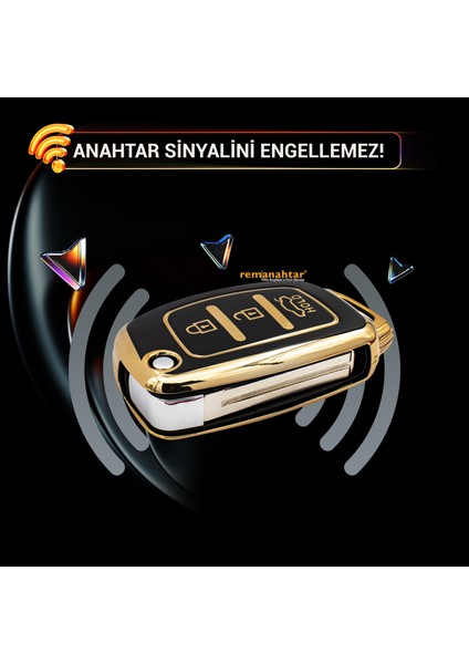 I20 3 Buton Sustalı Nano Anahtar Kılıfı - Siyah modelleri