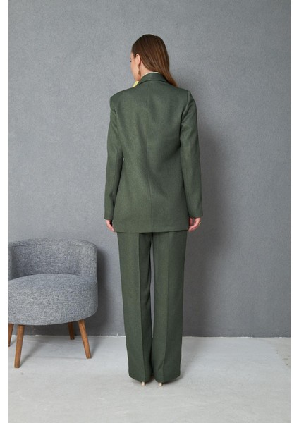 Kare Düğmeli Yünefekt Takım Haki