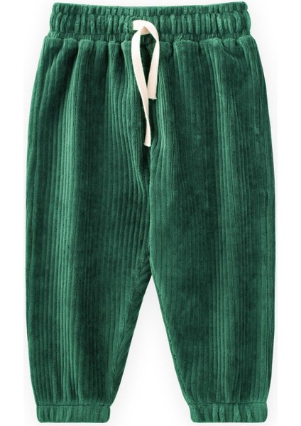 Fitilli Kadife Jogger Pantolon 1-10 Yaş Yeşil