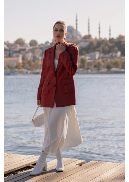Torba Cepli Iki Düğmeli Yünefekt Ceket Kırmızı fiyatları