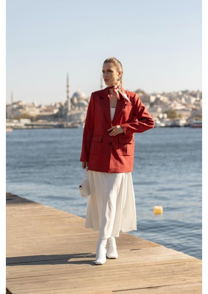 Torba Cepli Iki Düğmeli Yünefekt Ceket Kırmızı fırsatları