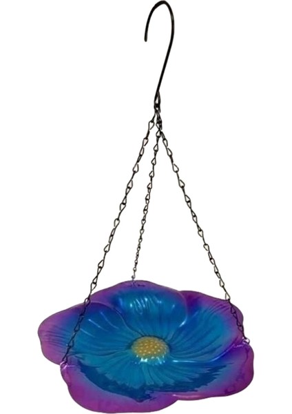 Metal asılı kuş banyo tepsisi açık havada bahçe dekoru asılı kase kuşu besleyici çiçek tasarım plakası kuş besleyici (Yurt Dışından)