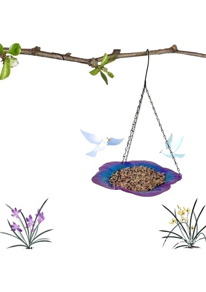 Metal asılı kuş banyo tepsisi açık havada bahçe dekoru asılı kase kuşu besleyici çiçek tasarım plakası kuş besleyici (Yurt Dışından) modelleri