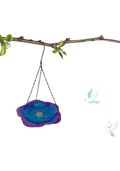 Metal asılı kuş banyo tepsisi açık havada bahçe dekoru asılı kase kuşu besleyici çiçek tasarım plakası kuş besleyici (Yurt Dışından) fırsatları