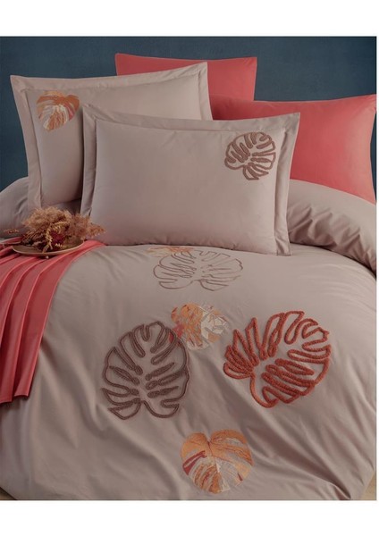 Palmariva Nakışlı %100 Pamuk Çift Kişilik Nevresim Takımı Vizon fiyatları