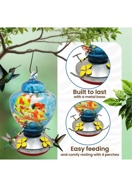 Açık havada asılı için bahçe kuş besleyicileri, kadınlar için kuş hediyeleri, üflemeli cam kuş besleyici a (Yurt Dışından)