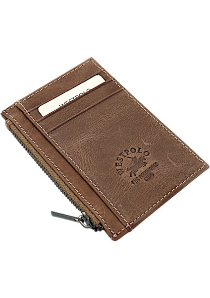 Ivo Fermuarlı Bozuk Para Bölmeli Unisex Hakiki Crazy Eskitme Deri Kartlık - Kapuçino fiyatları