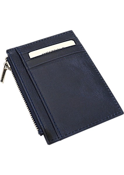 Ivo Fermuarlı Bozuk Para Bölmeli Unisex Hakiki Crazy Eskitme Deri Kartlık - Lacivert modelleri