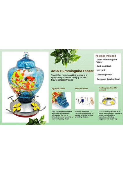 Açık havada asılı için bahçe kuş besleyicileri, kadınlar için kuş hediyeleri şişmiş cam kuş besleyici c (Yurt Dışından) indirimleri