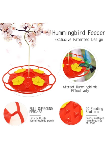 Açık Havada Asılı Karınca ve Arı Kanıtı Için Kuş Besleyicileri, 20 Besleme Portu, Levrek ve Yerleşik Karınca Hendek, Sızıntı Geçirmez (Yurt Dışından) modelleri