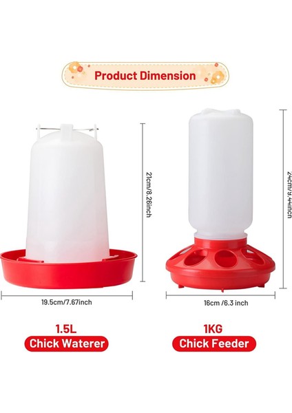 Üst Dolduran Civciv Besleyici ve Waterer Kit, Civciv Besleyici ve Waterer 3 Tems ile Civcivler Için Ayarlanabilir Bacaklar Kırmızı (Yurt Dışından) fırsatları