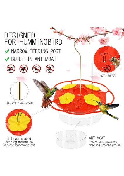 Açık Havada Asılı Karınca ve Arı Kanıtı Için Kuş Besleyicileri, 20 Besleme Portu, Levrek ve Yerleşik Karınca Hendek, Sızıntı Geçirmez (Yurt Dışından) indirimleri