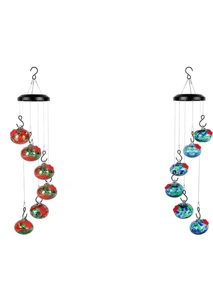 Büyüleyici rüzgar çanları dış mekan için kuş besleyicileri, dış bahçe dekoru için kuş besleyici topu kırmızı+mavi (Yurt Dışından)