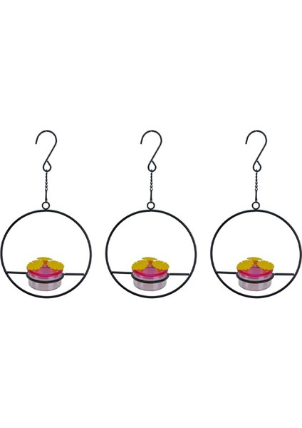 3 adet Hakkalaşım Besleyici, İstiflenebilir Asma Humming Kuş Besleyici Metal Çerçeve ve Kırmızı Plastik Kase Kalp (Yurt Dışından)