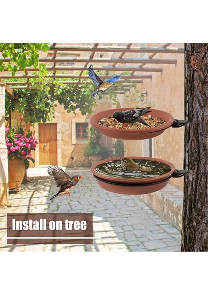 Kuş besleyici güverte kuş besleyicileri banyo tepsisi çıkarılabilir ayarlanabilir duvara monte büyük kapasiteli dış kuş besleyicileri 2 adet (Yurt Dışından) modelleri