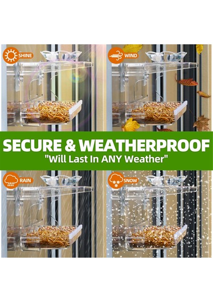 İşaretsiz kendi kendine yapışkan kancaları olan pencere kuş besleyici, dışarıda temiz pencere kuş besleyici, şeffaf kuş evi (Yurt Dışından) fiyatları