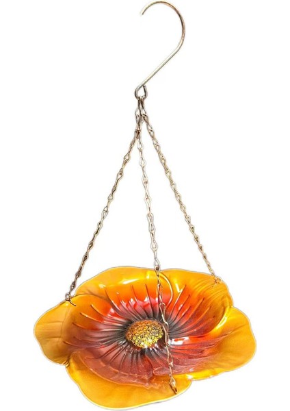 Kuş banyosu asılı küçük kuş besleyici metal besleyici çiçek tepsisi bahçe dekorasyonu için sevimli kuş besleyici tepsisi altın-kahverengi (Yurt Dışından)